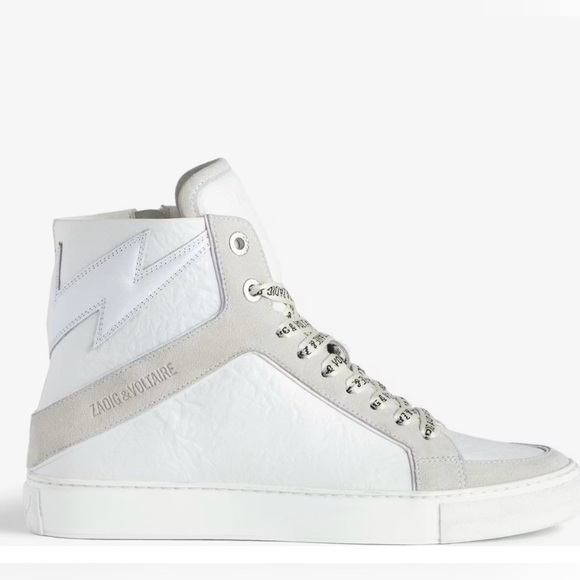Zadig & Voltaire White and Gray Leather Sneakers